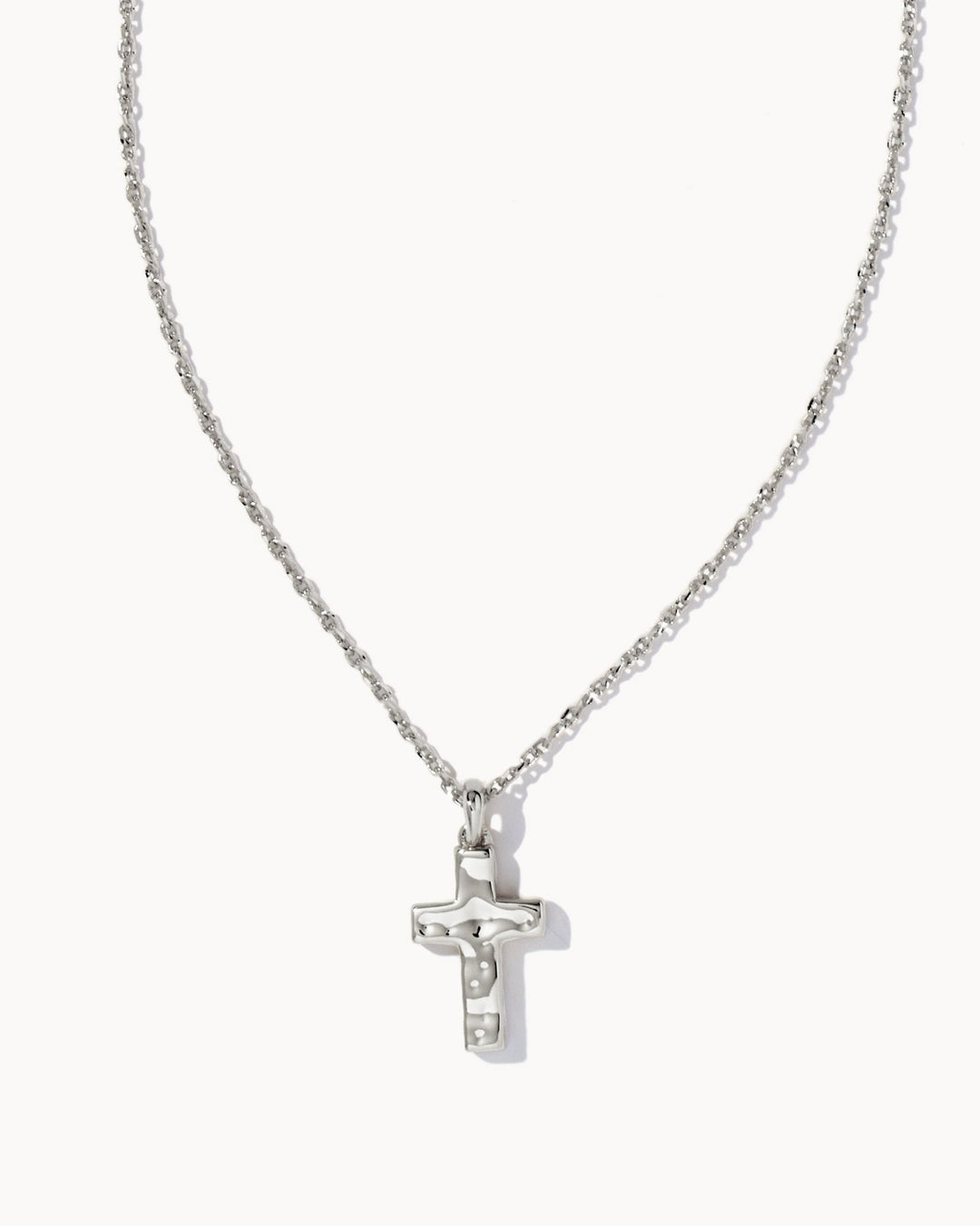 CROSS PENDANT NECKLACE - RHODIUM METAL