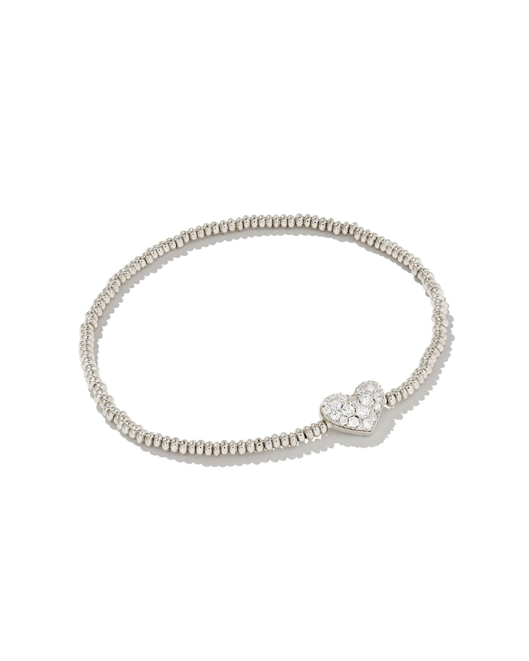 ARI PAVE CRYSTAL HEART STRETCH BRACELET - RHODIUM WHITE CRYSTAL