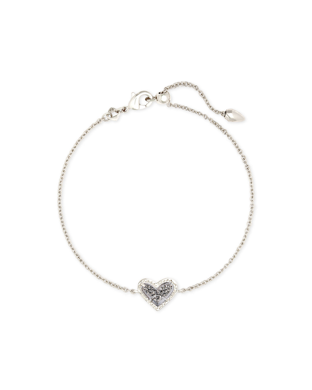 ARI HEART DELICATE BRACELET - RHODIUM PLATINUM DRUSY