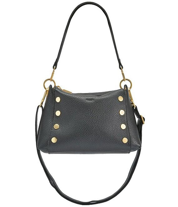 HAMMITT BRYANT MEDIUM STUDDED SHOULDER BAG - BLACK/BRUSHED GOLD/RED ZIP