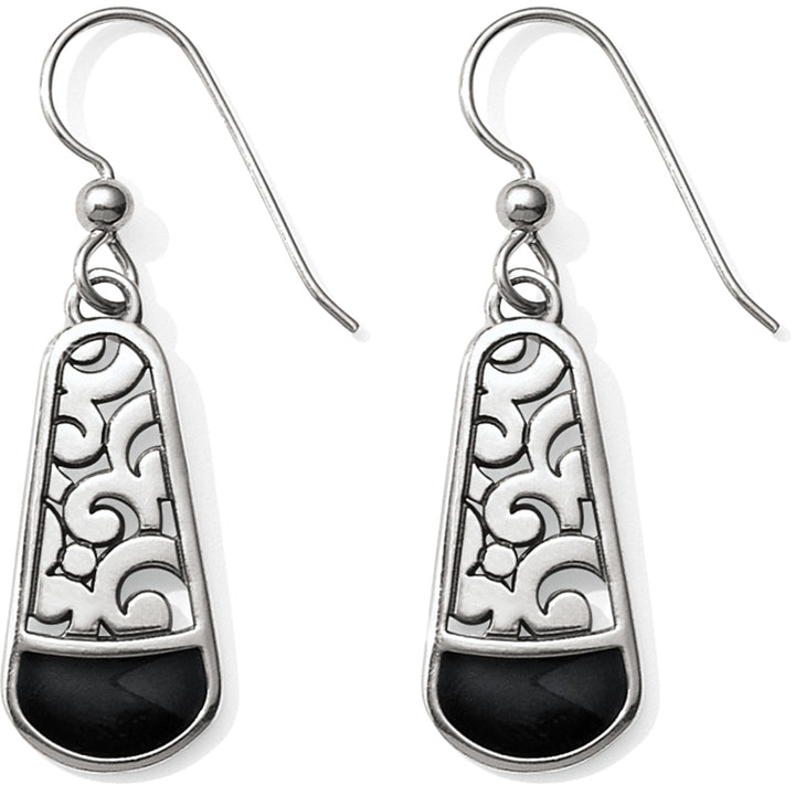 CATANIA FRENCH WIRE EARRINGS - SILVER/BLACK