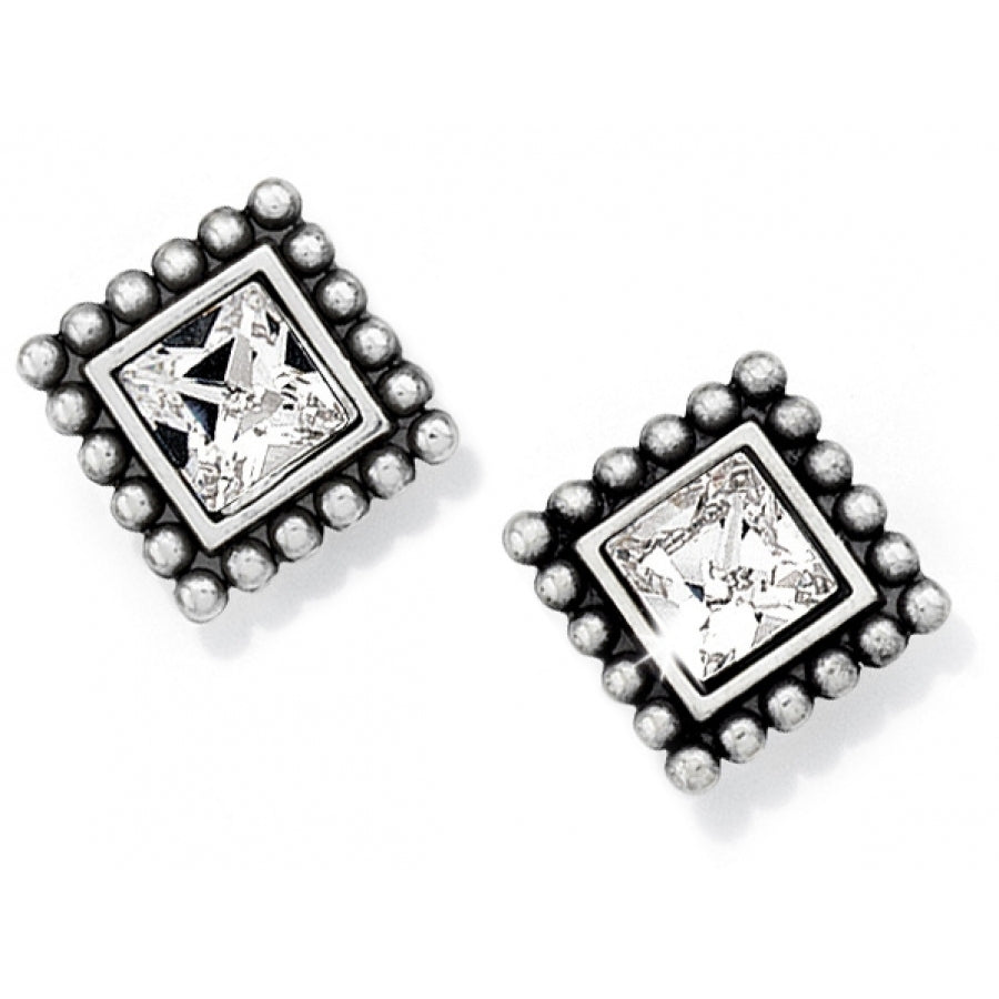 SPARKLE SQUARE MINI POST EARRINGS - SILVER