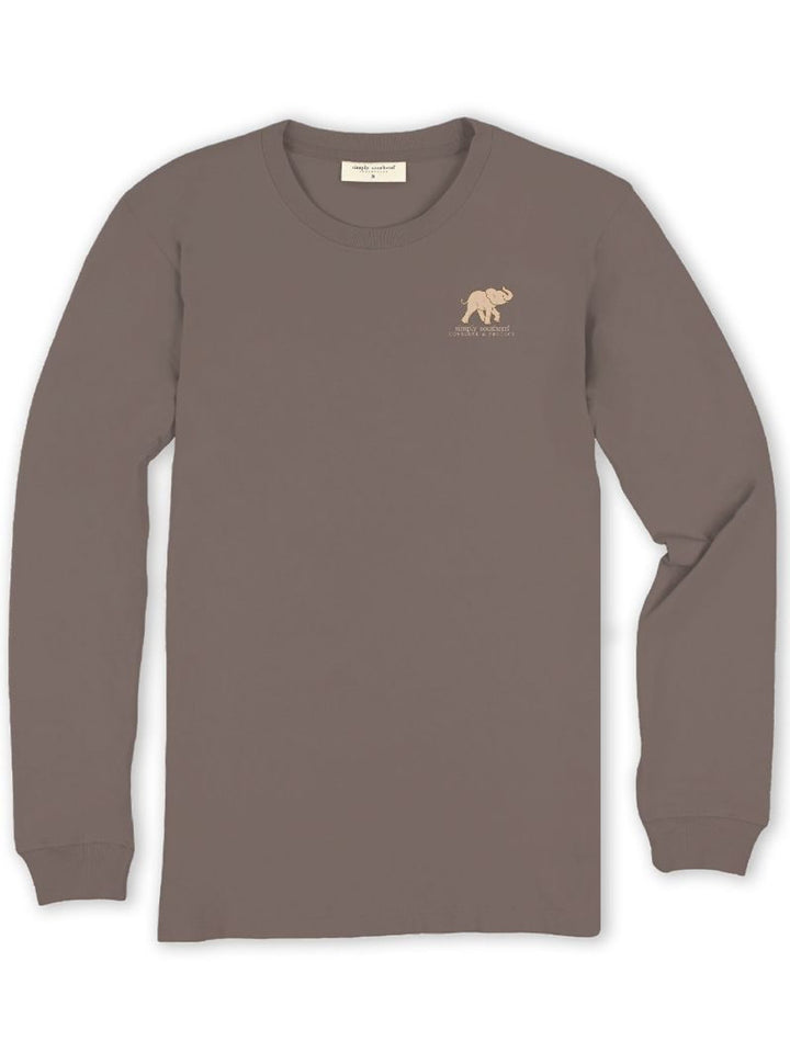 SIMPLY SOUTHERN LONG SLEEVE ELEPHANT TRACKER SHIRT - MOCHA