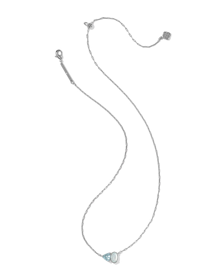 KENDRA SCOTT TATUM SHORT PENDANT NECKLACE - SILVER LIGHT BLUE MIX