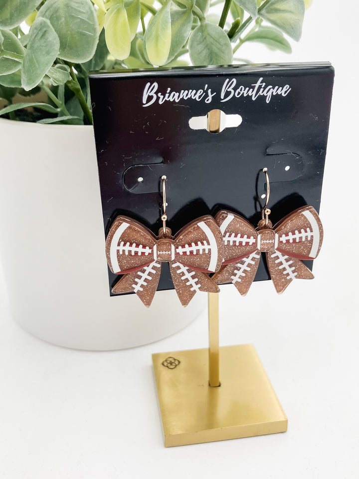 FOOTBALL BOW DROP EARRINGS