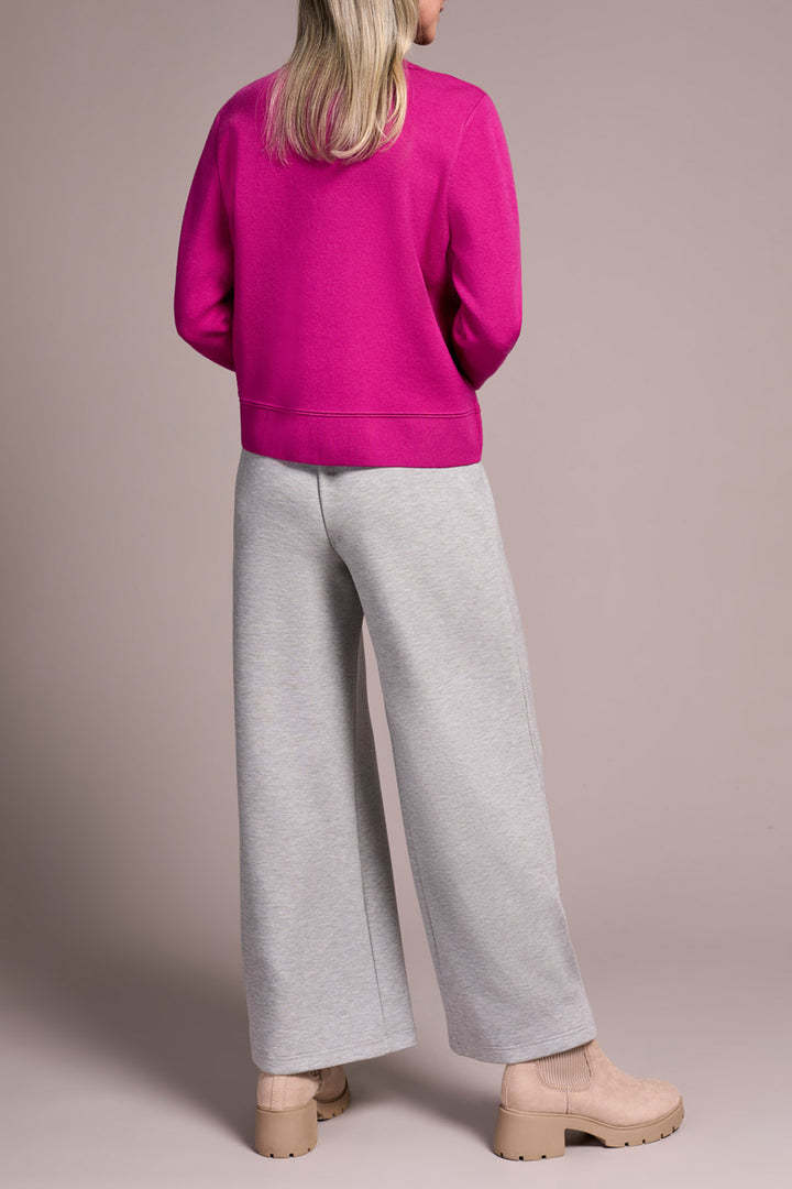 DOUBLE KNIT COLLARED SWEATER CARDIGAN - PINK FLAMBOYANT