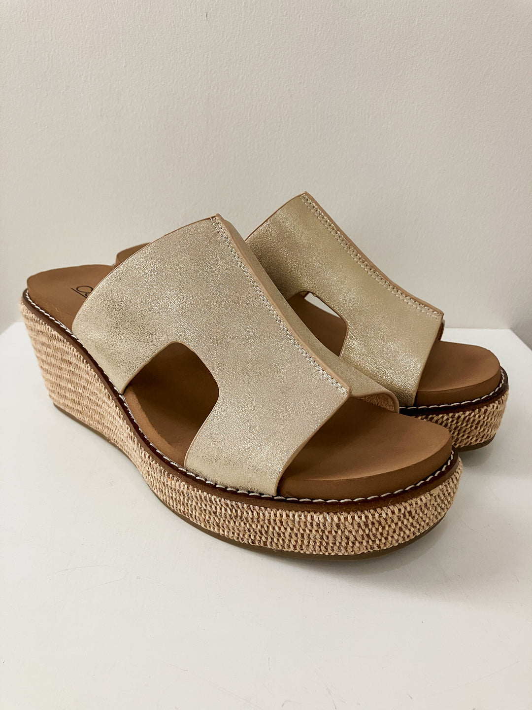 CORKY'S KISS N TELL WEDGE SANDAL - WASHED GOLD METALLIC