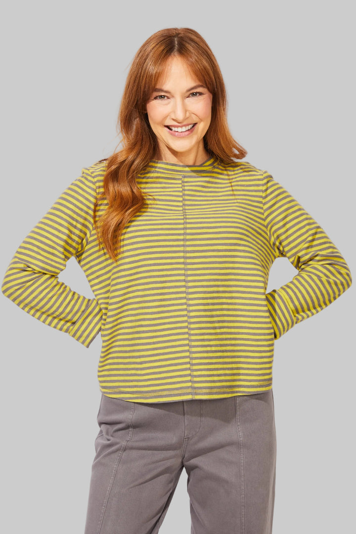 L/S VERONA STRIPE LAYOVER TEE - CITRON