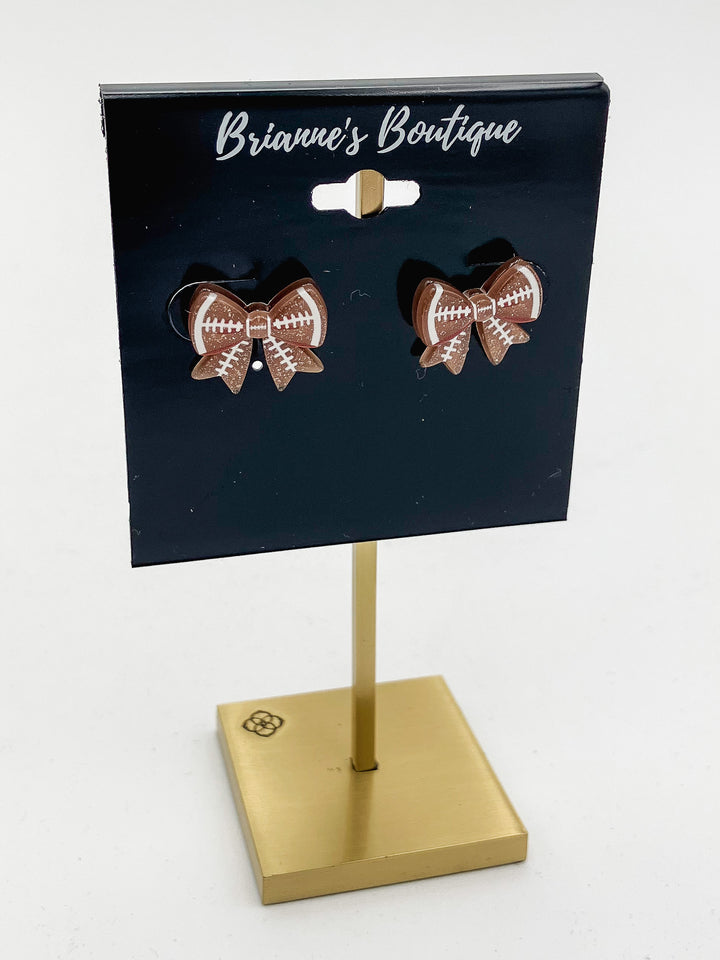 FOOTBALL BOW STUD EARRINGS