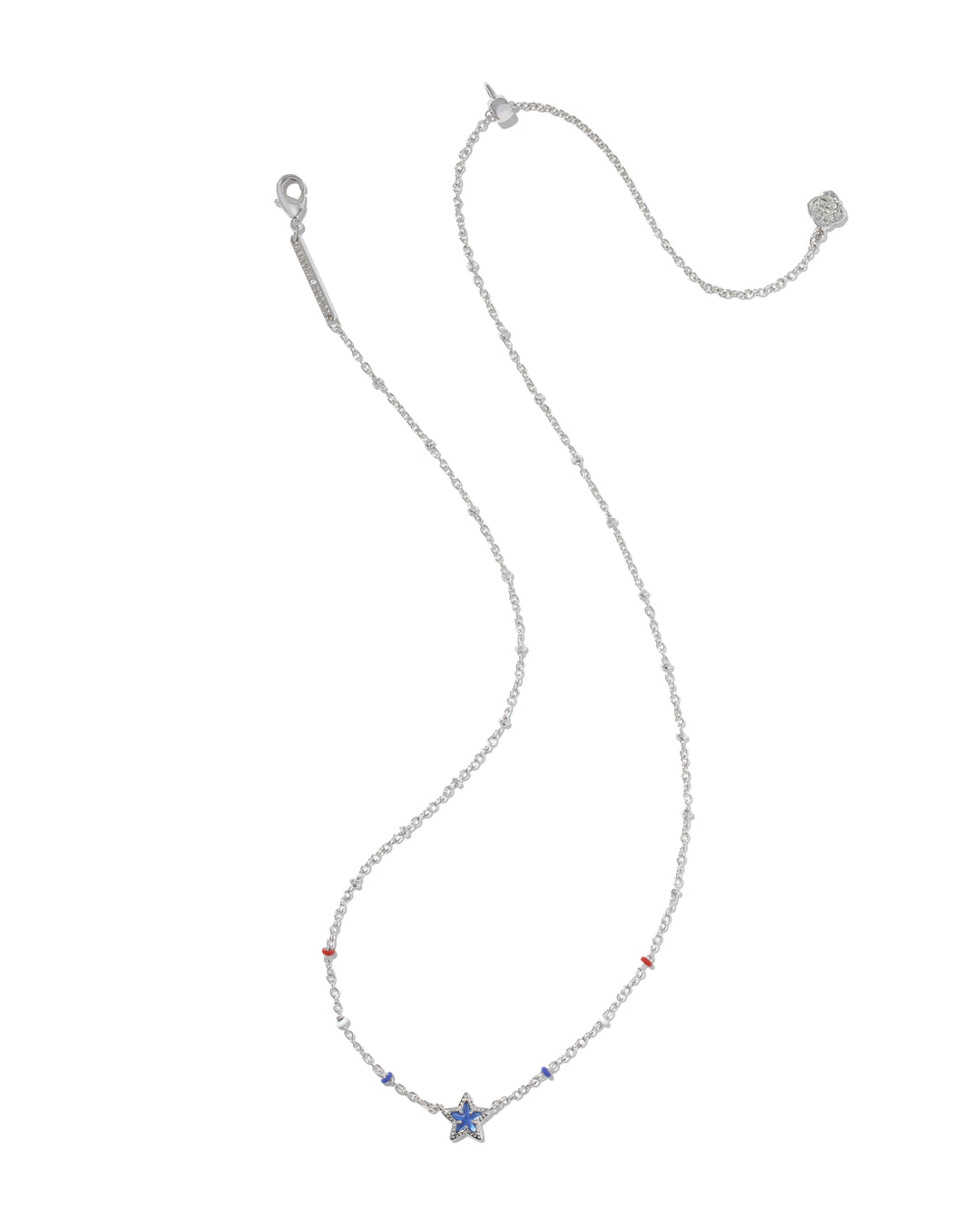 KENDRA SCOTT MINI CASSIDY SHORT PENDANT NECKLACE - SILVER COBALT BLUE ILLUSION