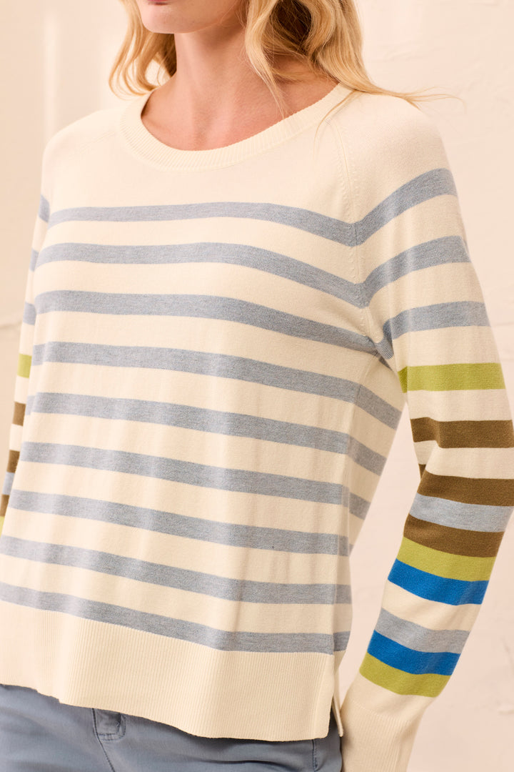 LONG SLEEVE CREW NECK SWEATER - MOONSTONE