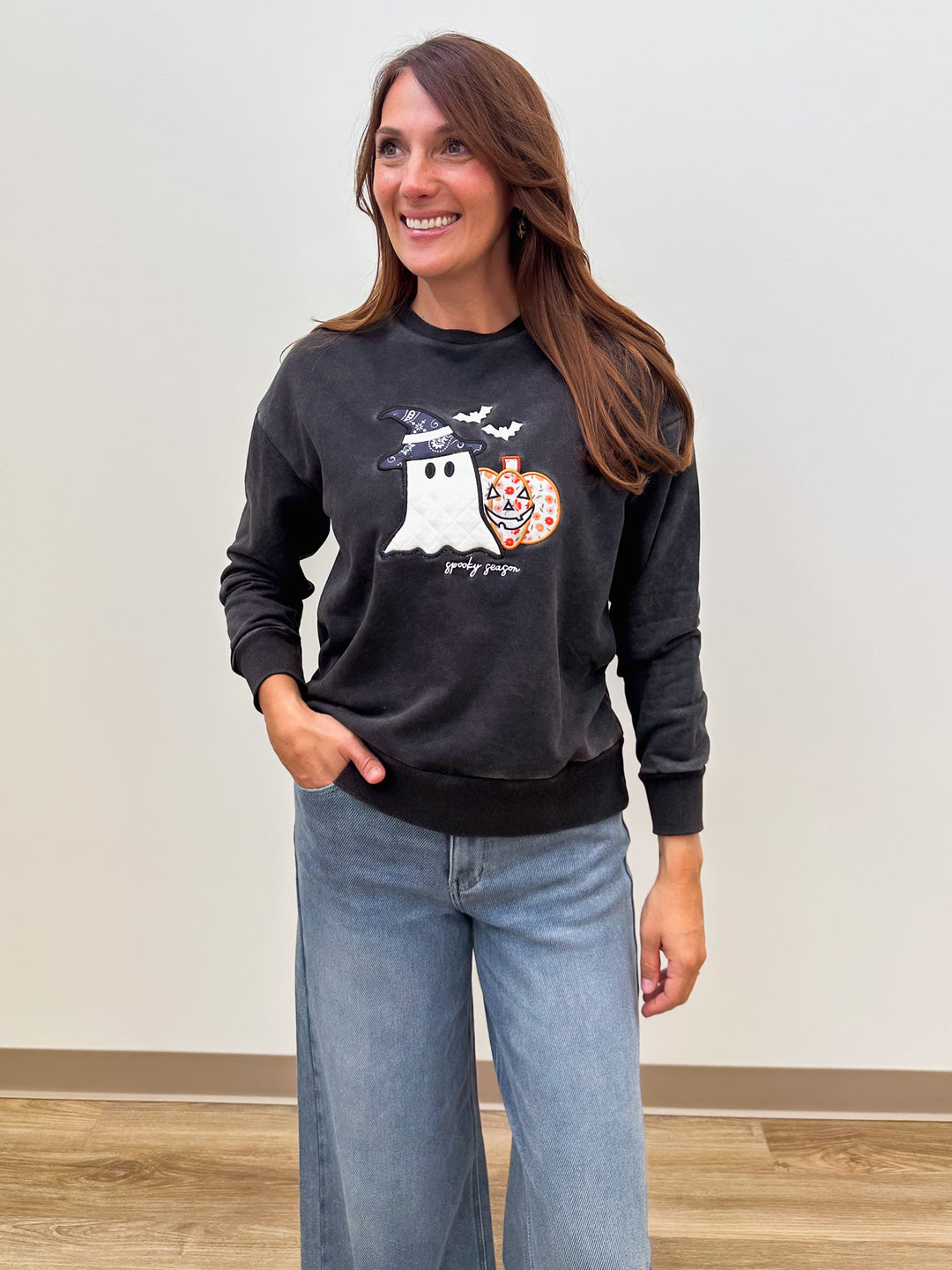 Patchwork Halloween Sweatshirt - Black
