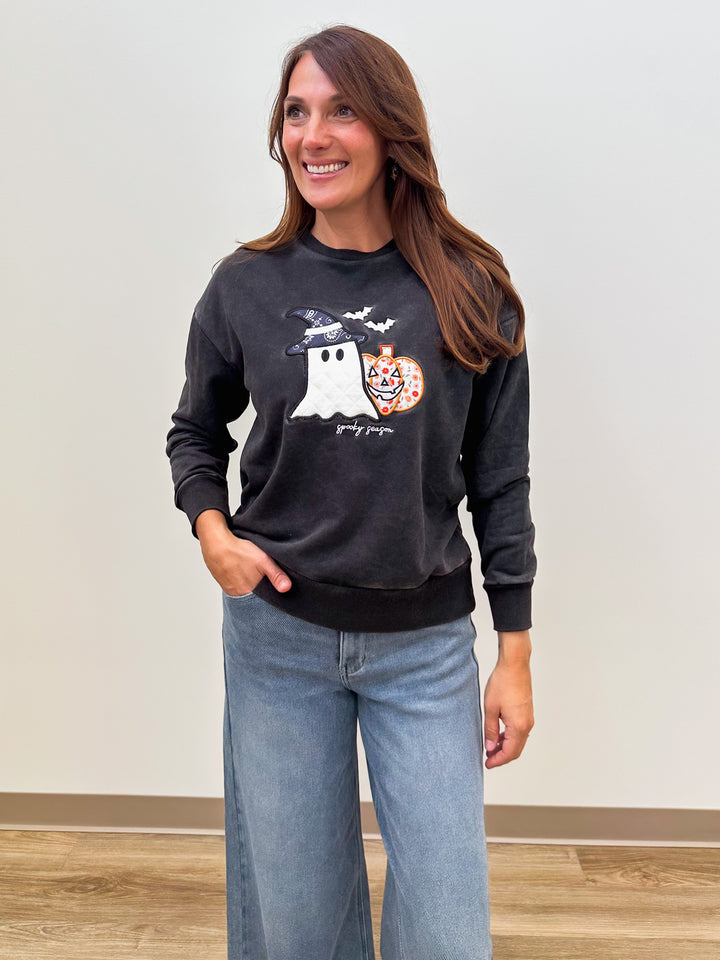 Patchwork Halloween Sweatshirt - Black