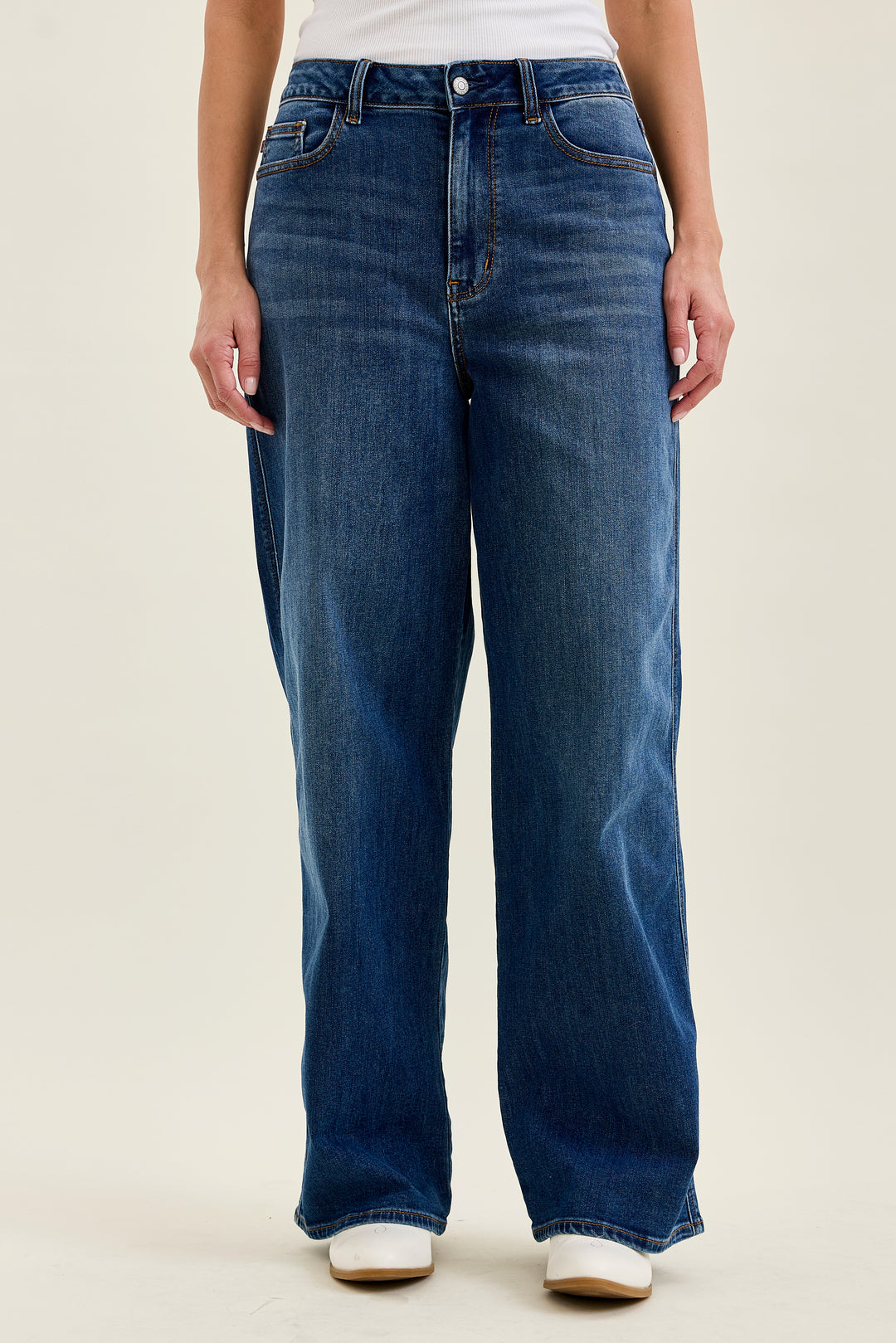JUDY BLUE HIGH WAIST WILHELMINA BAGGY JEANS - 31" INSEAM - DARK