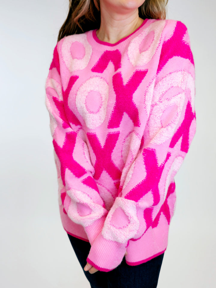 'XOXO' VALENTINE LOOSE FIT SWEATER - PINK