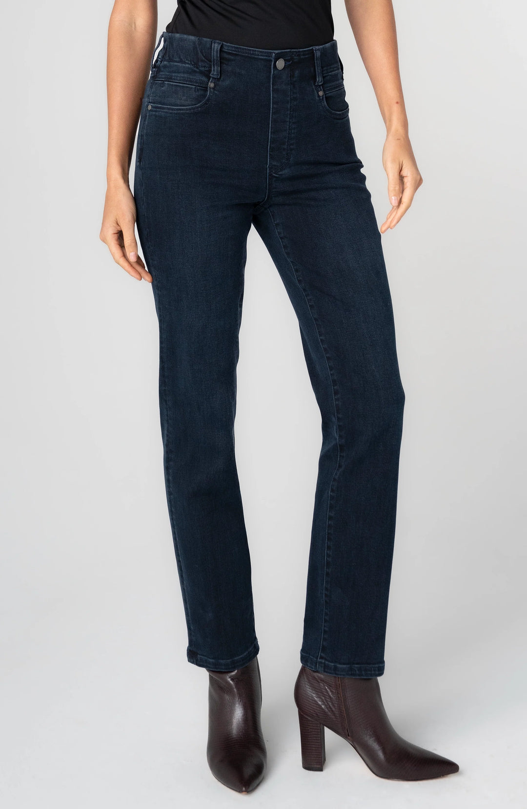 GIA GLIDER PULL-ON SLIM JEANS - 29" INSEAM - RAVEN WING