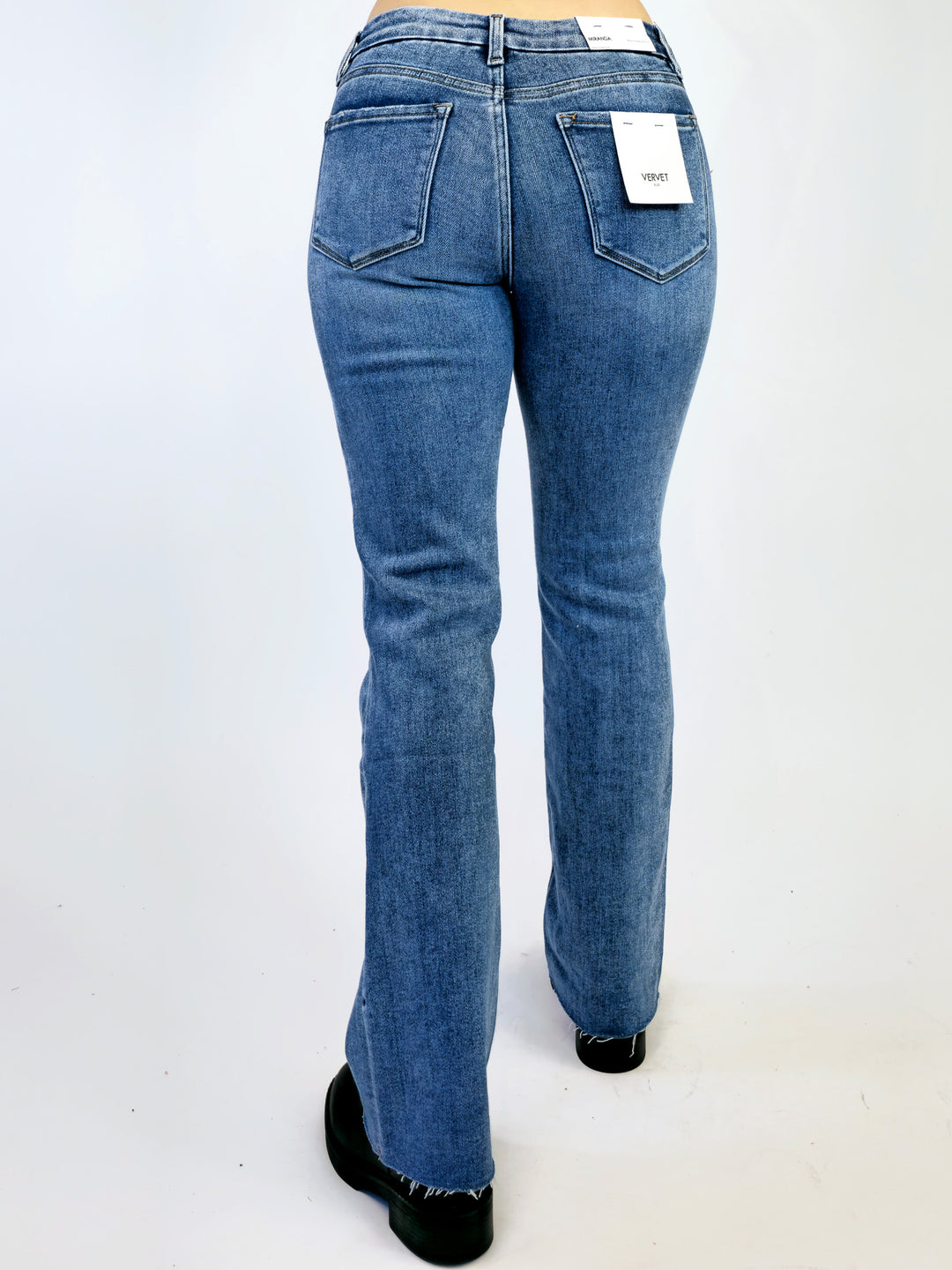 VERVET MID RISE SEAMLESS WAISTBAND BOOTCUT JEANS - MEDIUM WASH - 32" INSEAM