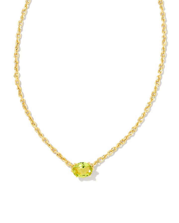 KENDRA SCOTT CAILIN CRYSTAL PENDANT NECKLACE - GOLD PERIDOT CRYSTAL