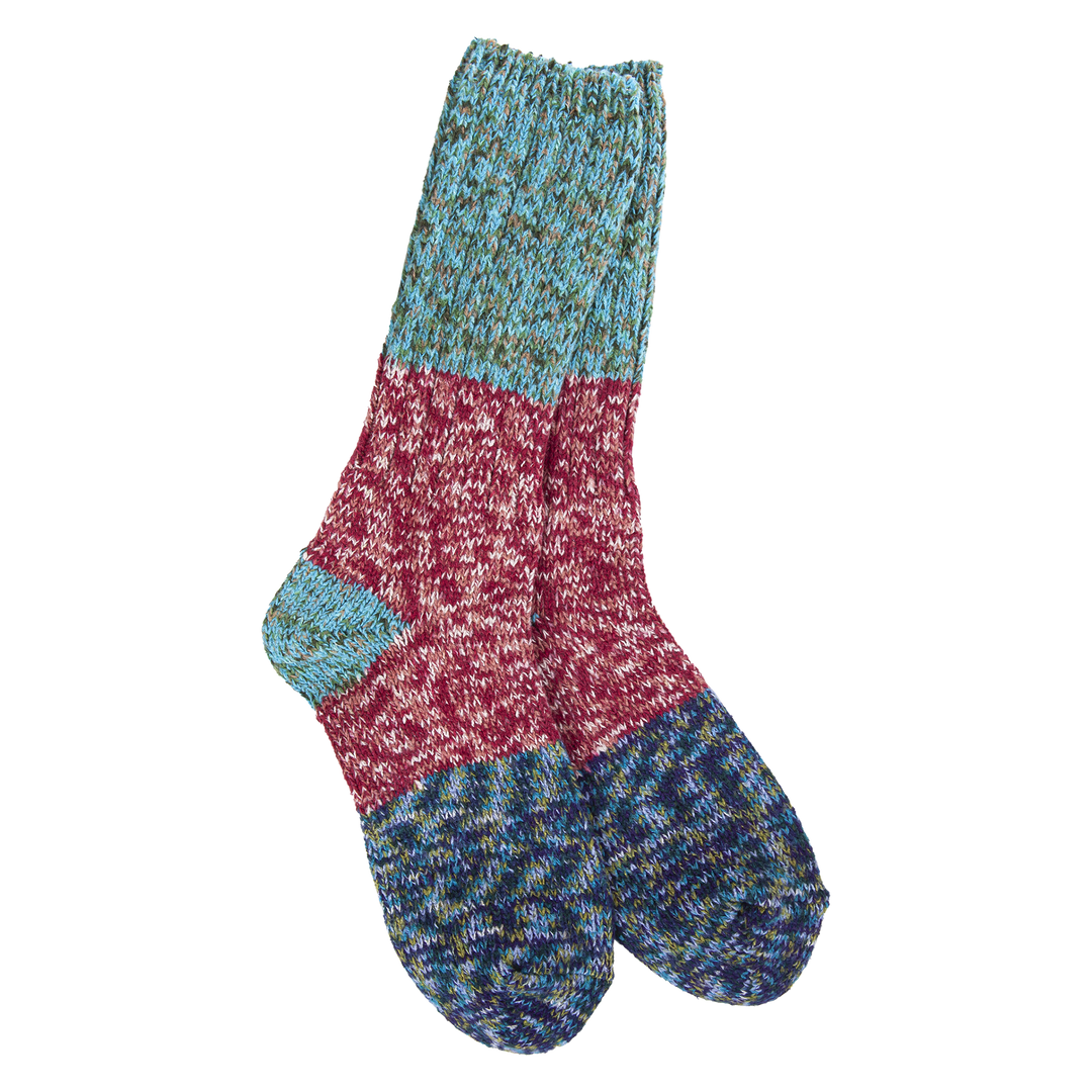 WORLD'S SOFTEST WEEKEND WRAGG CREW SOCK - CRANBERRY MULTI