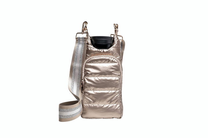 CROSSBODY HYDROBAG W/STRIPED STRAP - GOLD METALLIC