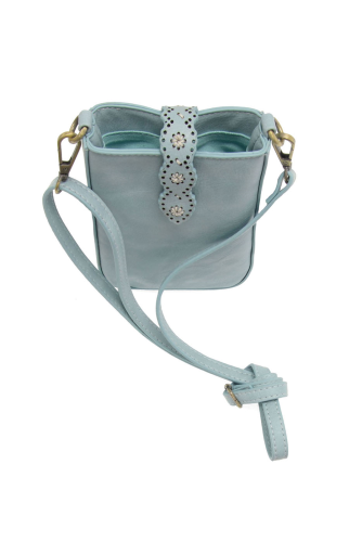 LAZER CUT DAISY PHONE CROSSBODY - BLUE SUGAR