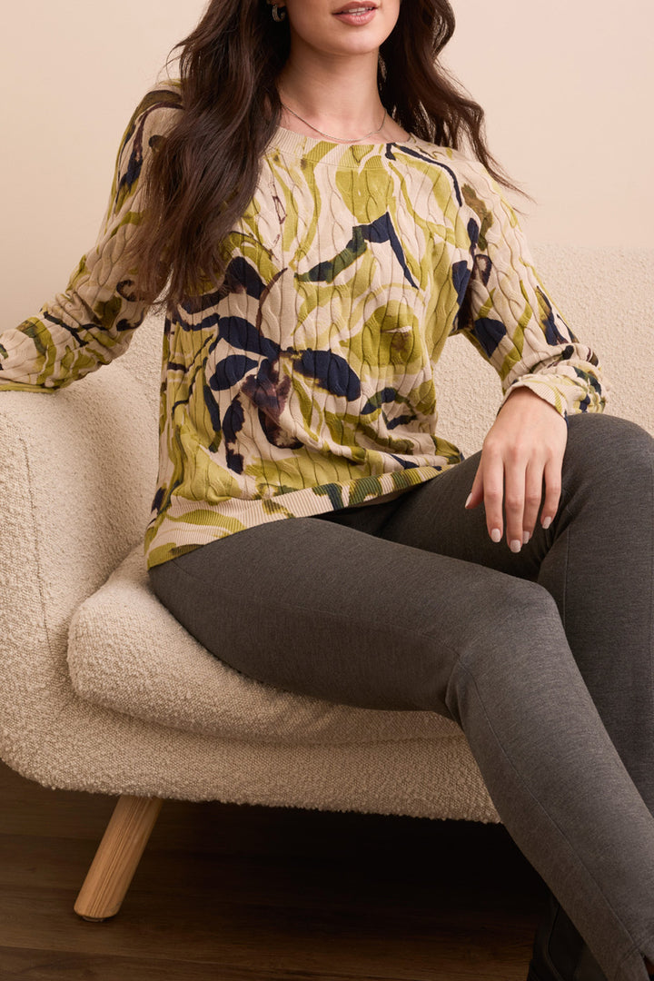 LONG SLEEVE CREW NECK SWEATER - LEEK