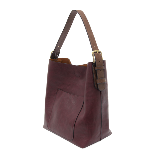 CLASSIC HOBO HANDBAG - BLACKBERRY W/COFFEE HANDLE