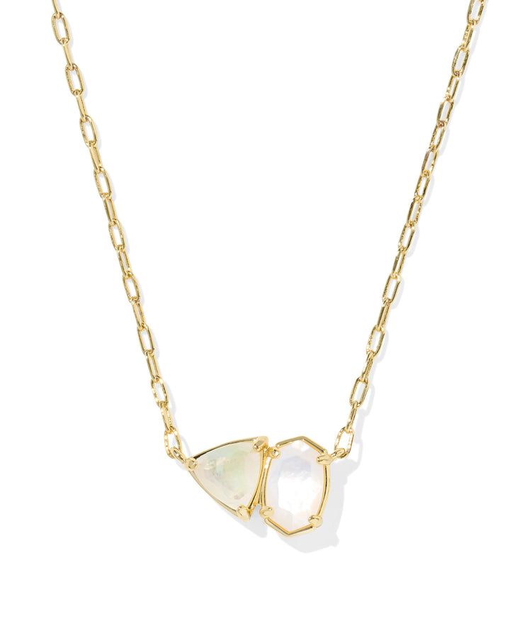 KENDRA SCOTT TATUM SHORT PENDANT NECKLACE - GOLD NEUTRAL MIX