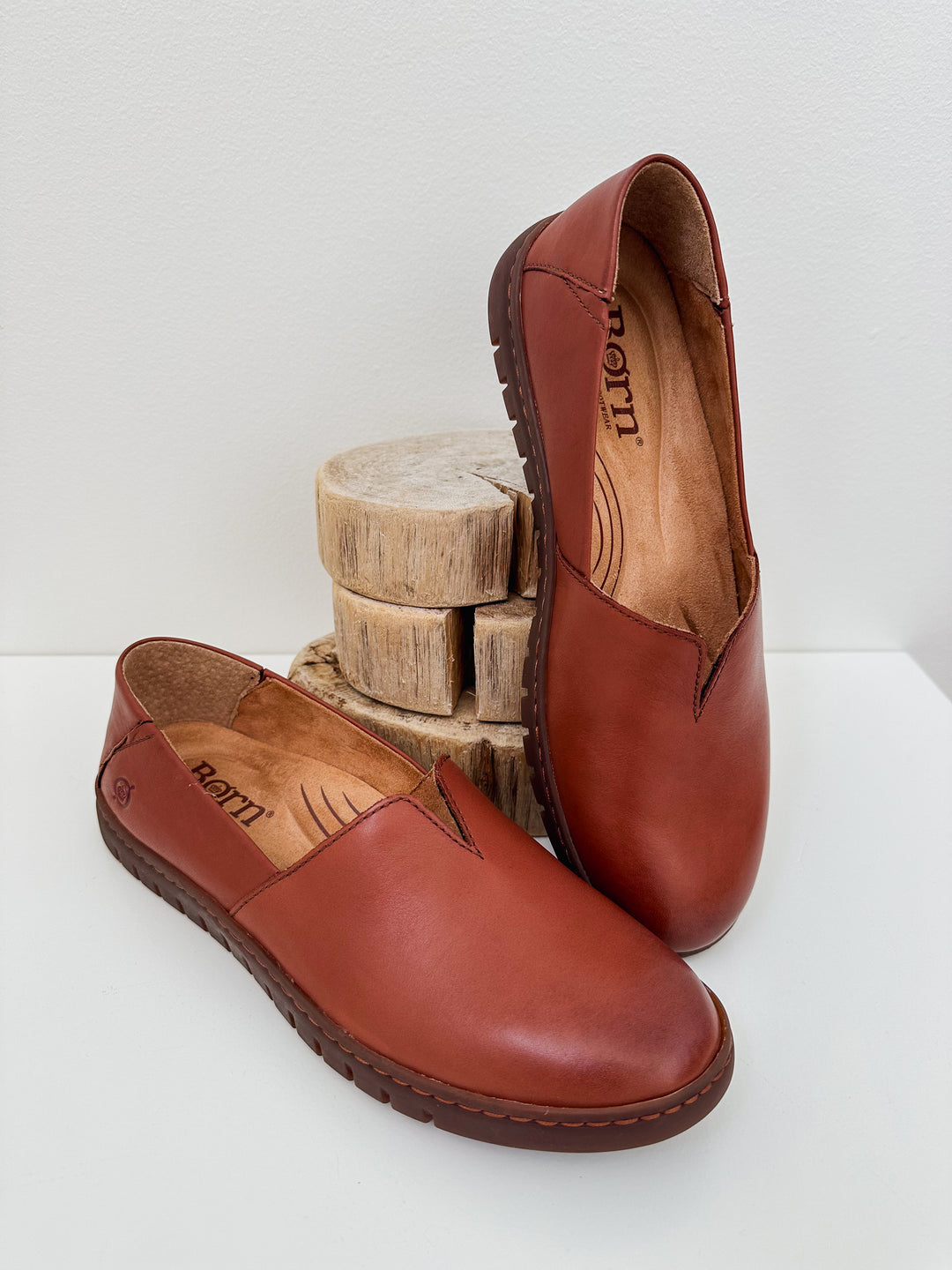 BORN SEBRA II SLIP ON SHOES - DARK TAN