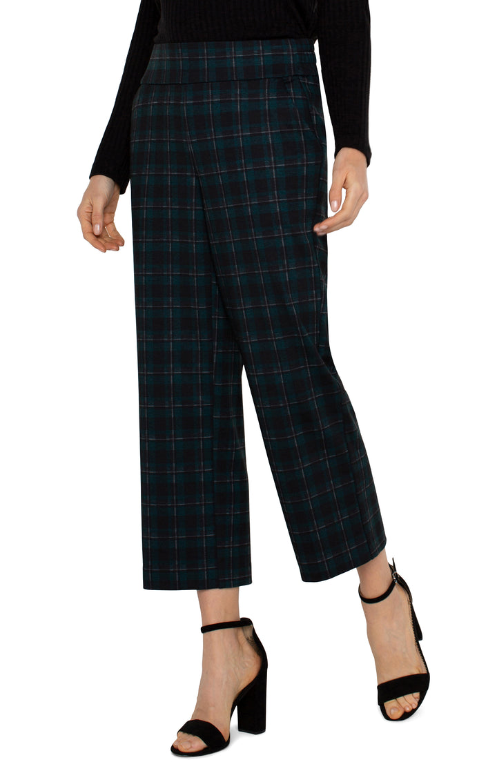 MABEL PULL ON CROP STRAIGHT -25" INSEAM - DARK FOREST PLAID