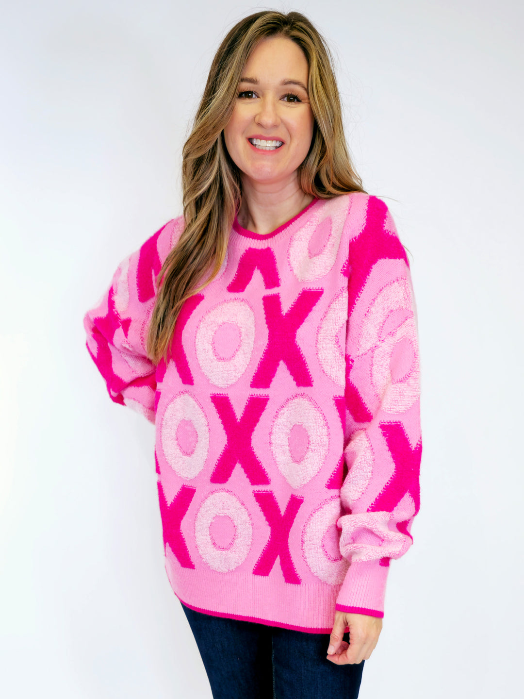 'XOXO' VALENTINE LOOSE FIT SWEATER - PINK