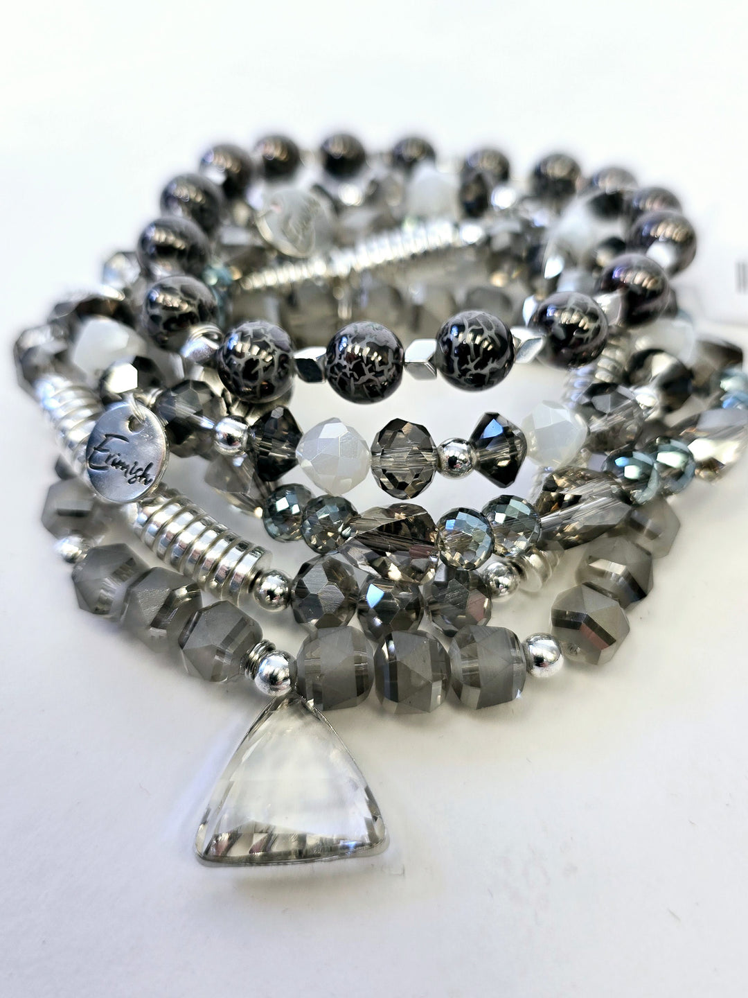 MIX STRETCH BRACELETS S/5 - MINDY SILVER