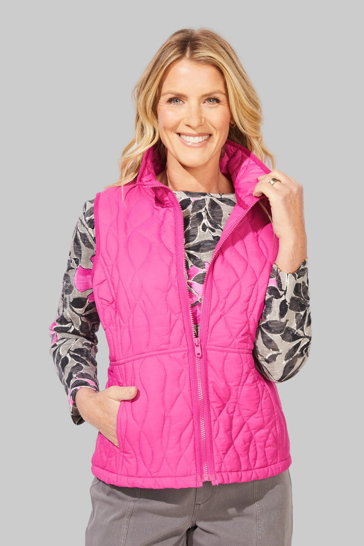 WAVE QUILT SUMMIT VEST - FUCHSIA