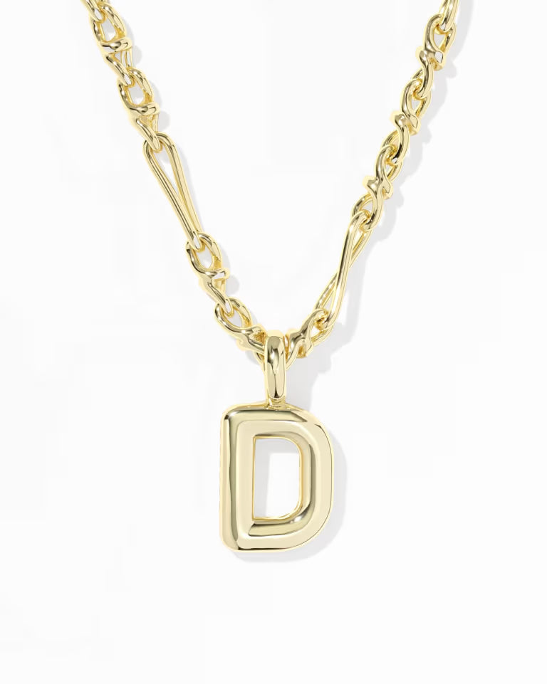 KENDRA SCOTT BUBBLE LETTER D SHORT PENDANT NECKLACE - GOLD