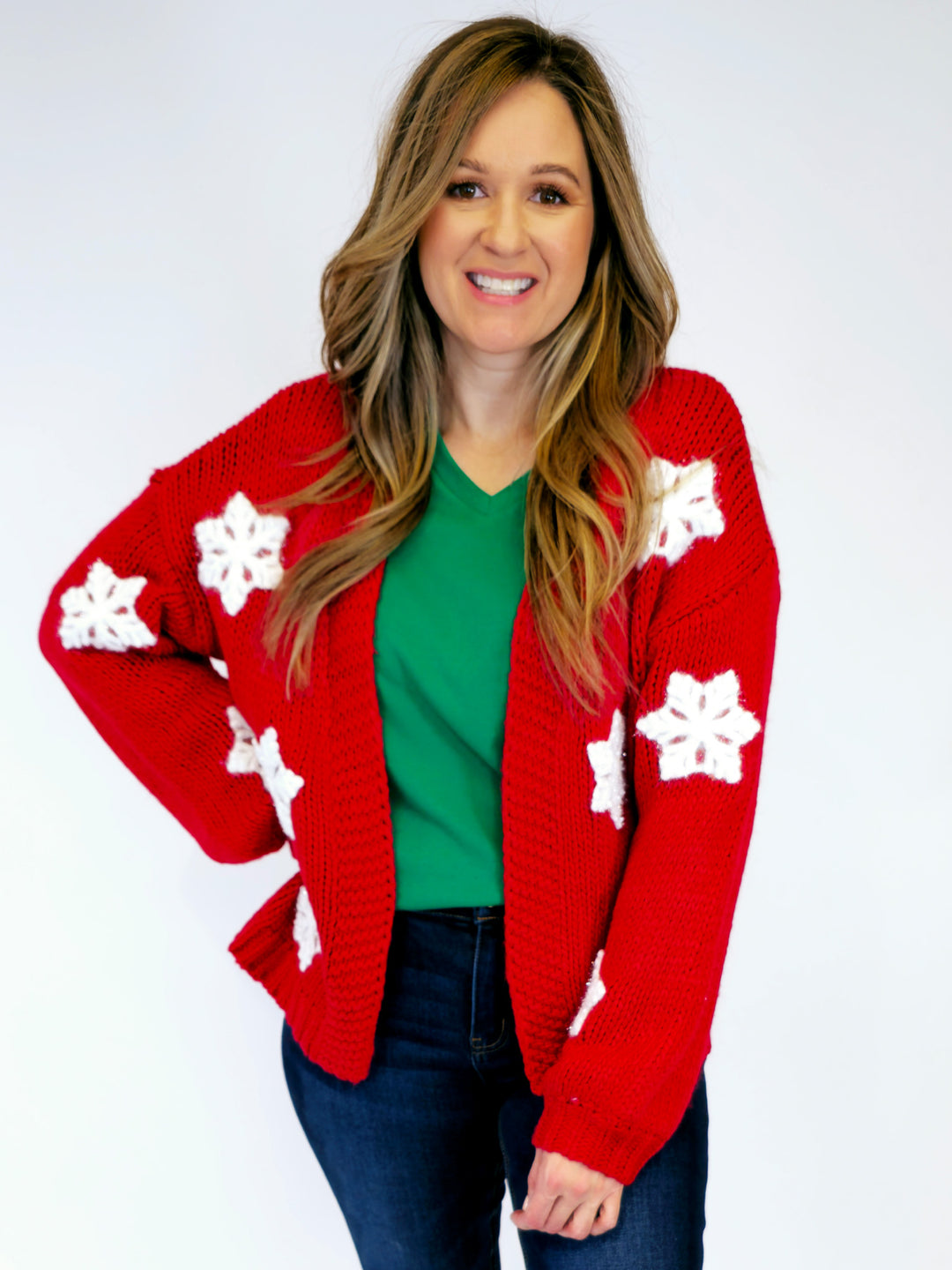 SNOWFLAKE CARDIGAN - RED