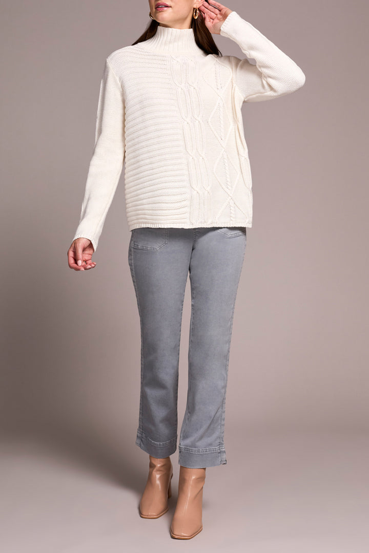MOCK NECK SWEATER W/SPECIAL WASH - CREAM