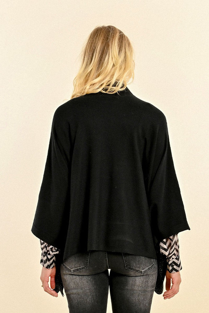 KNITTED PONCHO SWEATER - BLACK