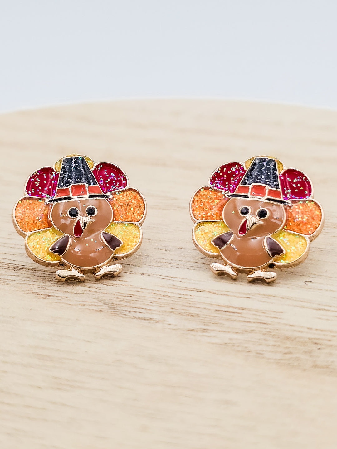 1" TURKEY ENAMEL STUD EARRINGS - GOLD
