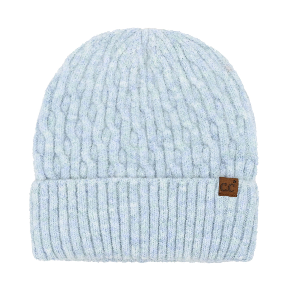 CHAIN LINK CABLE CUFF BEANIE - SKY BLUE