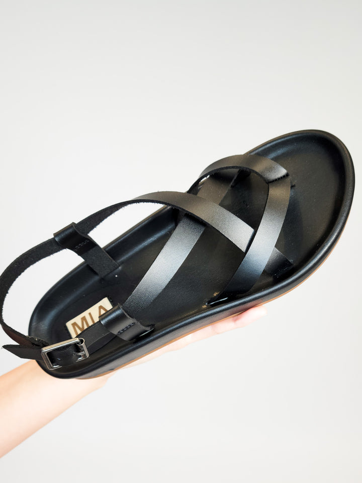 MIA ZURIE LEATHER SANDAL - BLACK