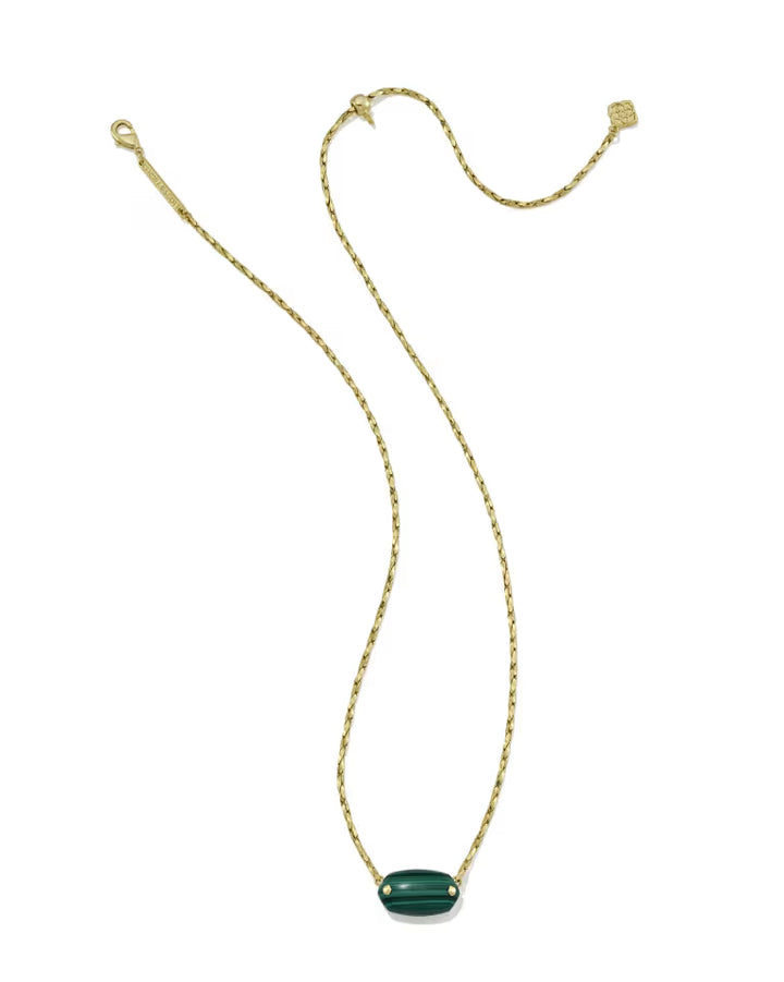 KENDRA SCOTT ELISA RIVETED SHORT PENDANT NECKLACE - GOLD GREEN MALACHITE