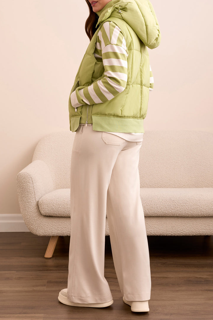 QUILTED VEST W/REMOVABLE HOOD - WASABI