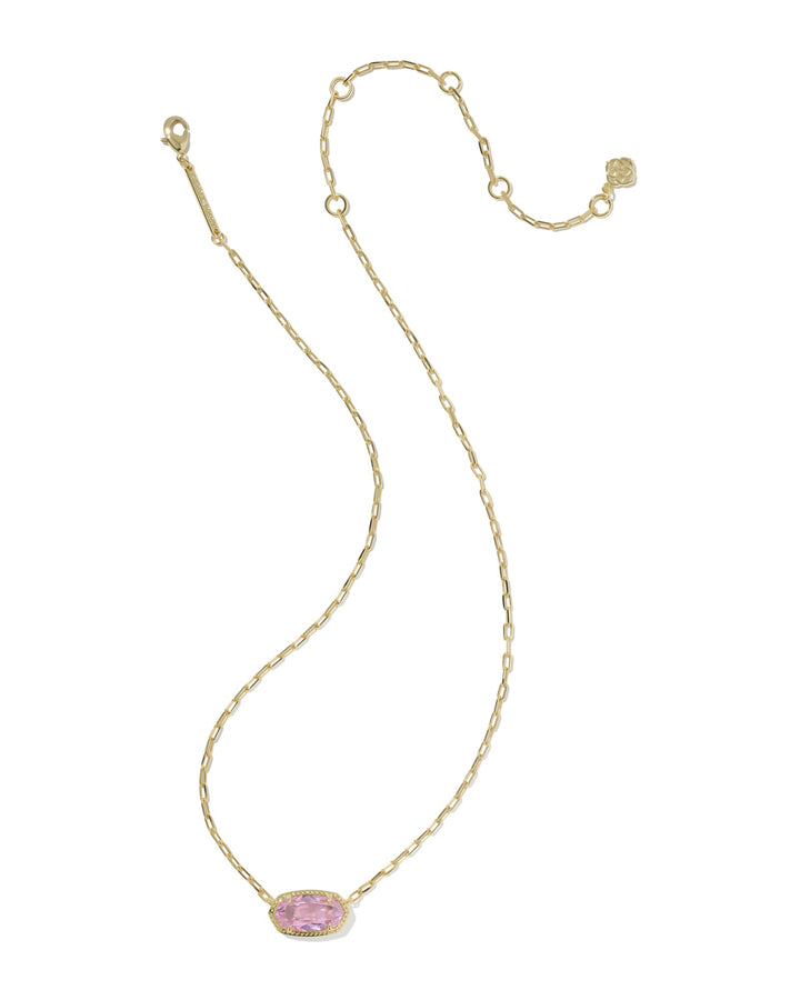 KENDRA SCOTT ELISA LUXE SHORT PENDANT NECKLACE - GOLD LIGHT PINK CZ
