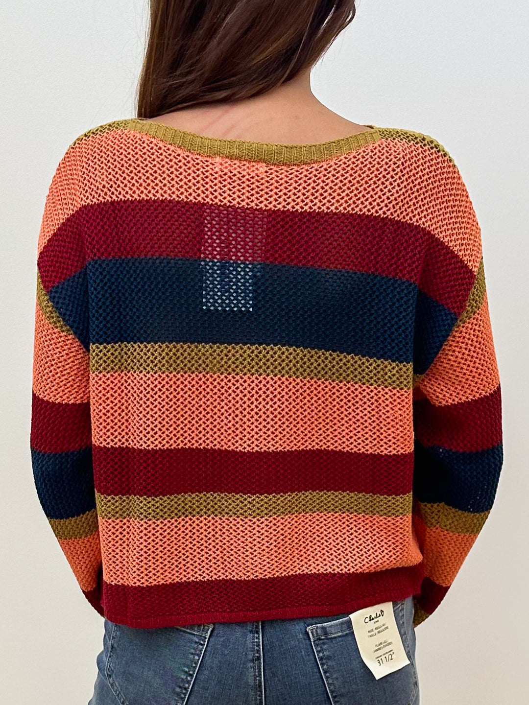 OPEN KNIT MULTI COLOR SWEATER - APRICOT