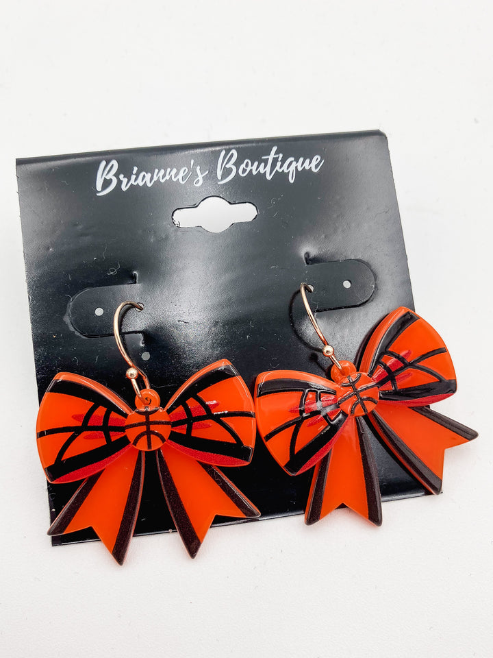 BASKETBALL BOW DROP EARRINGS