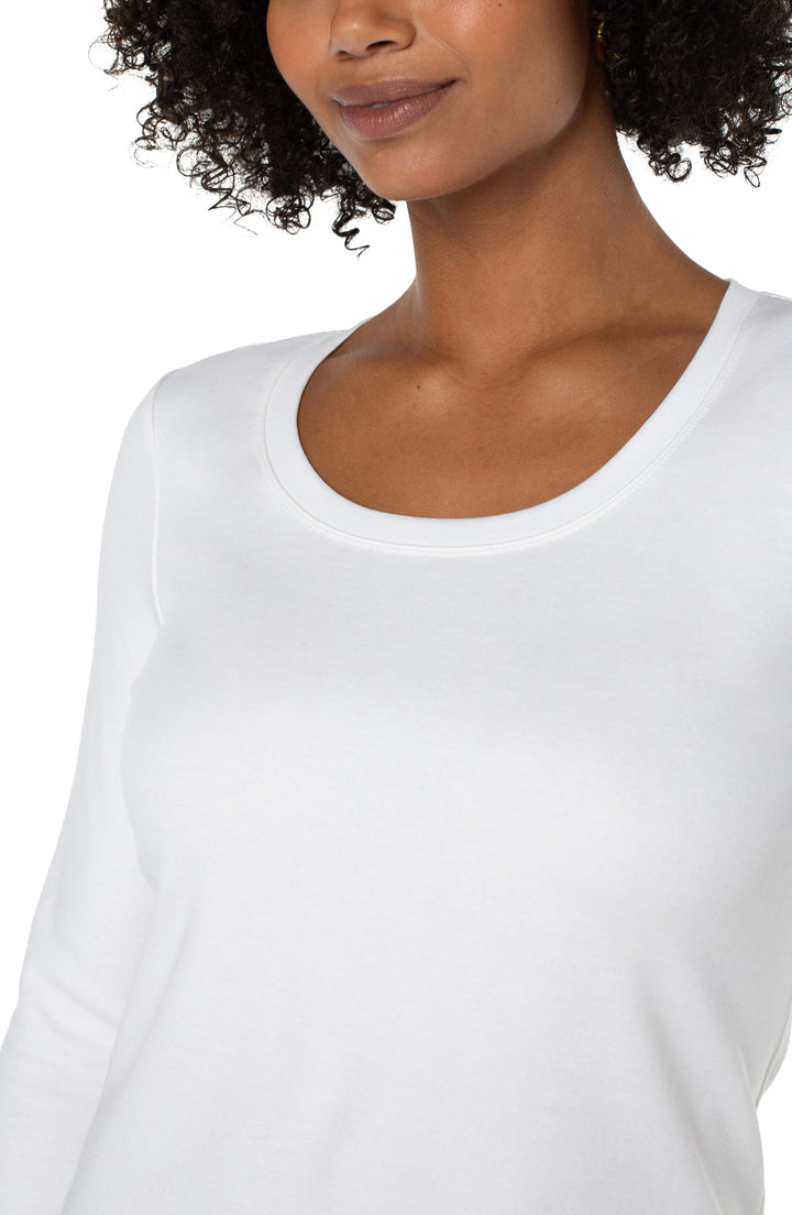 LONG SLEEVE SCOOP NECK KNIT TOP - SNOW