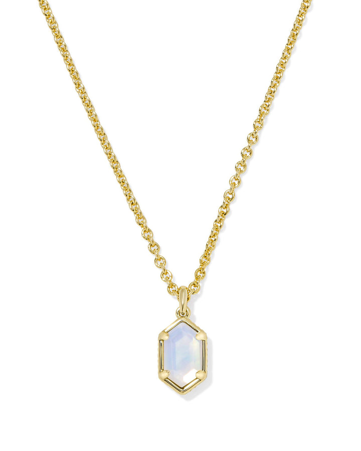 KENDRA SCOTT HALLIE SHORT PENDANT NECKLACE - GOLD OPALITE ILLUSION