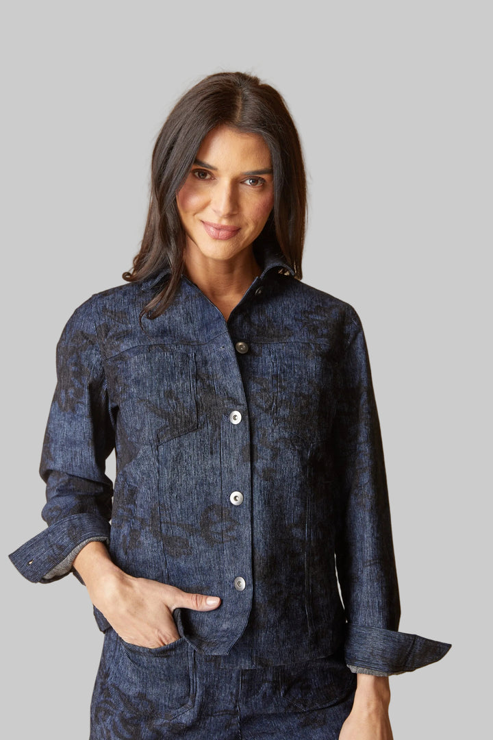 LUXE CORD BOYFRIEND JACKET - NAVY
