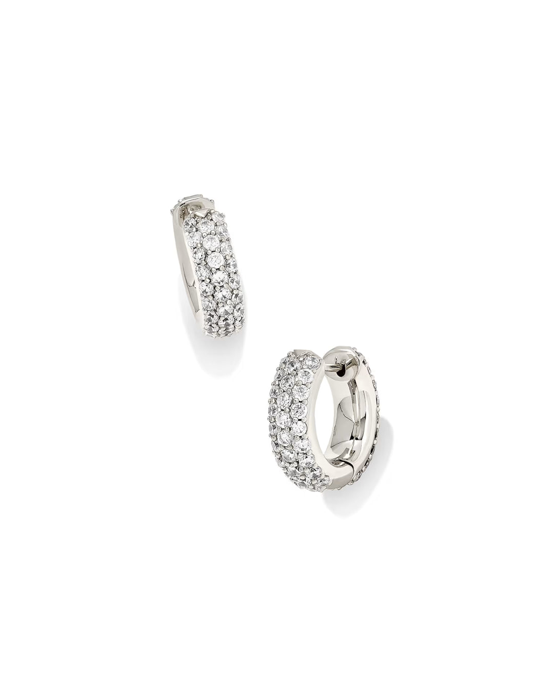 KENDRA SCOTT MIKKI PAVE HUGGIE EARRINGS - SILVER