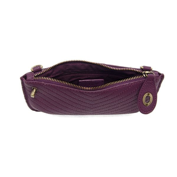 QUILTED MINI CROSSBODY WRISTLET CLUTCH - PLUM